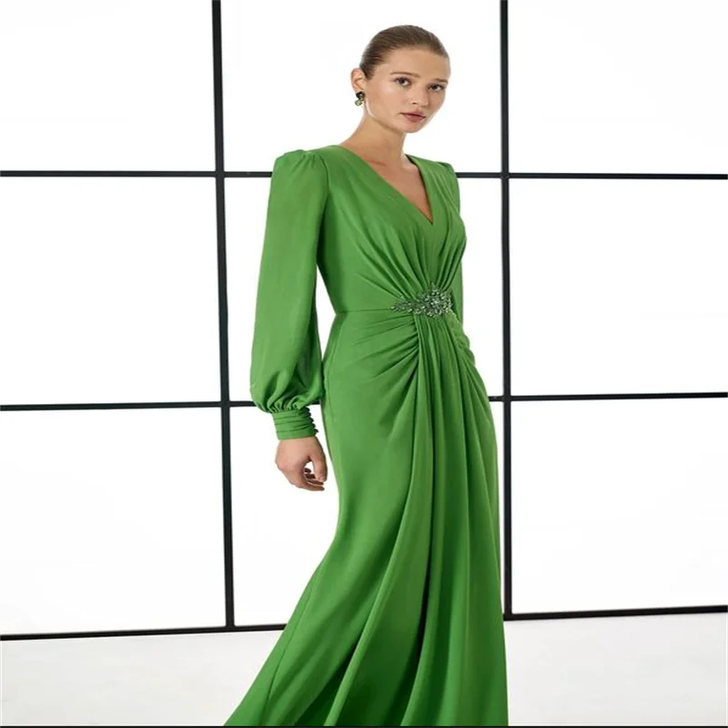 V Neck Mother of Bride Dresses Wedding 2025 Chiffon Women's Evening Dresses Long Woman Dress for Wedding Party Elegant Custom