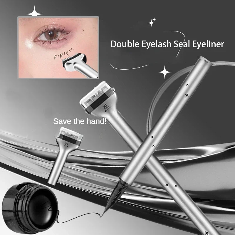 Onderste Wimper Stempel Professionnelle Wimper Afdichting Eyeliner Pen Waterdichte Zweetbestendige Eyeliner 2 In 1 Dubbelzijdige Wimper Afdichting