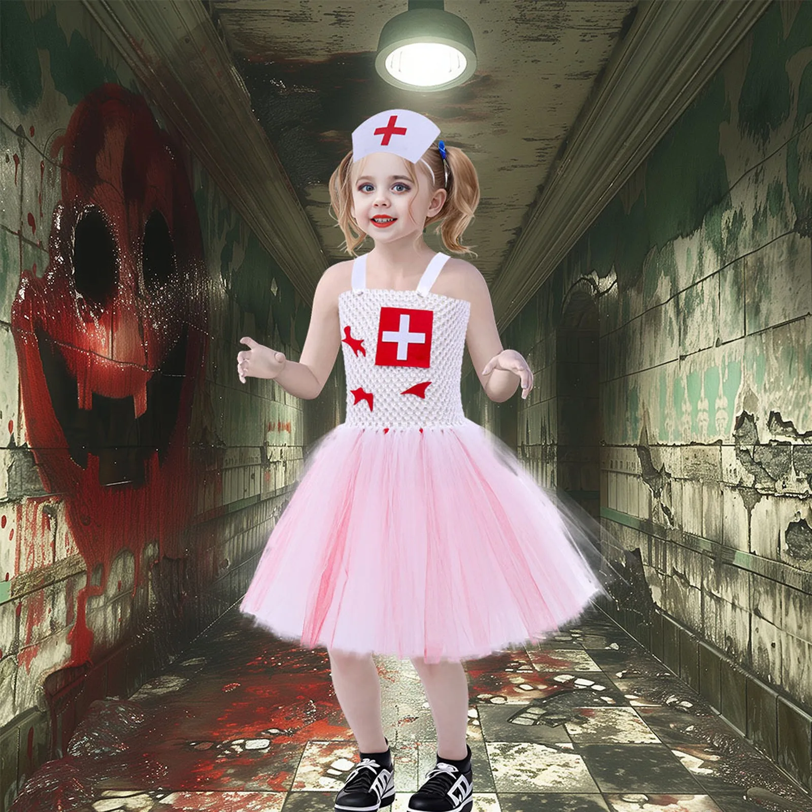 

Хэллоуин Ужас Кровавый Зомби Медсестра Косплей Одевание Униформа Костюм Розовая Юбка Сетчатое Платье Принцессы Платье Карнавальная Вечеринка