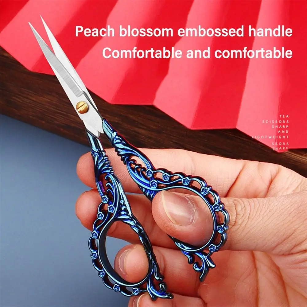 Retro Puntige Schaar Perzik Bloesem Carving Rvs Naaien Schaar Craft Tool Multifunctionele Handwerken Schaar Thuis
