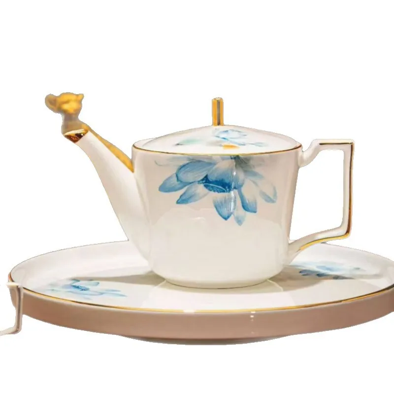 

Coffee set gold-painted afternoon tea coffee cup pot lotus cup saucer set