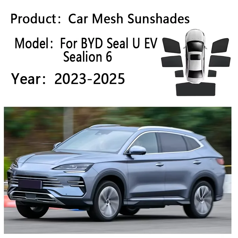 Car Sun Shades For BYD Seal U EV Sealion 6 2023-2025 Sunshades Magnetic Heat insulation Window Curtain Mesh Visor Accessories