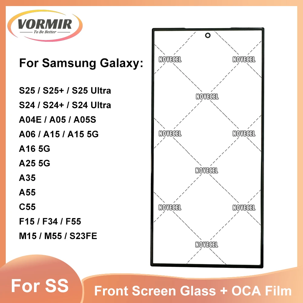 

ЖК-дисплей 5 шт. внешнее стекло объектива + OCA для Samsung Galaxy A06 A15 5G A35 M55 S25 + S25 Замена переднего стекла ультра сенсорного экрана