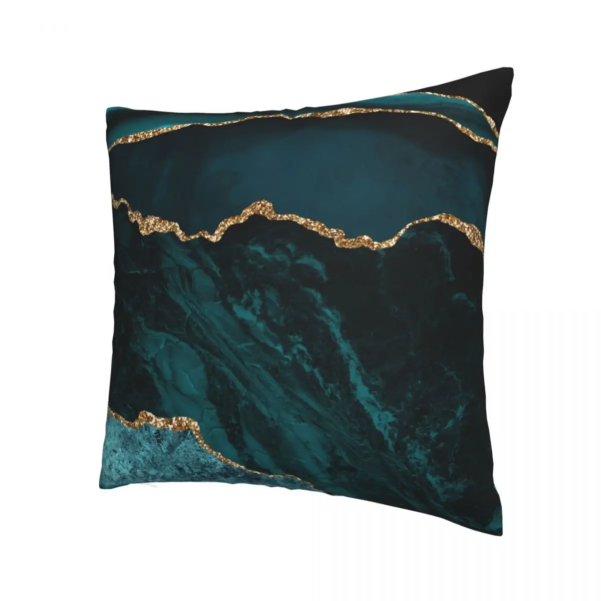 Teal Gold Watercolor Agate Marble Pillowcase Printed Cushion Cover Decorations Modern Throw Pillow Case Cover Bedroom Square