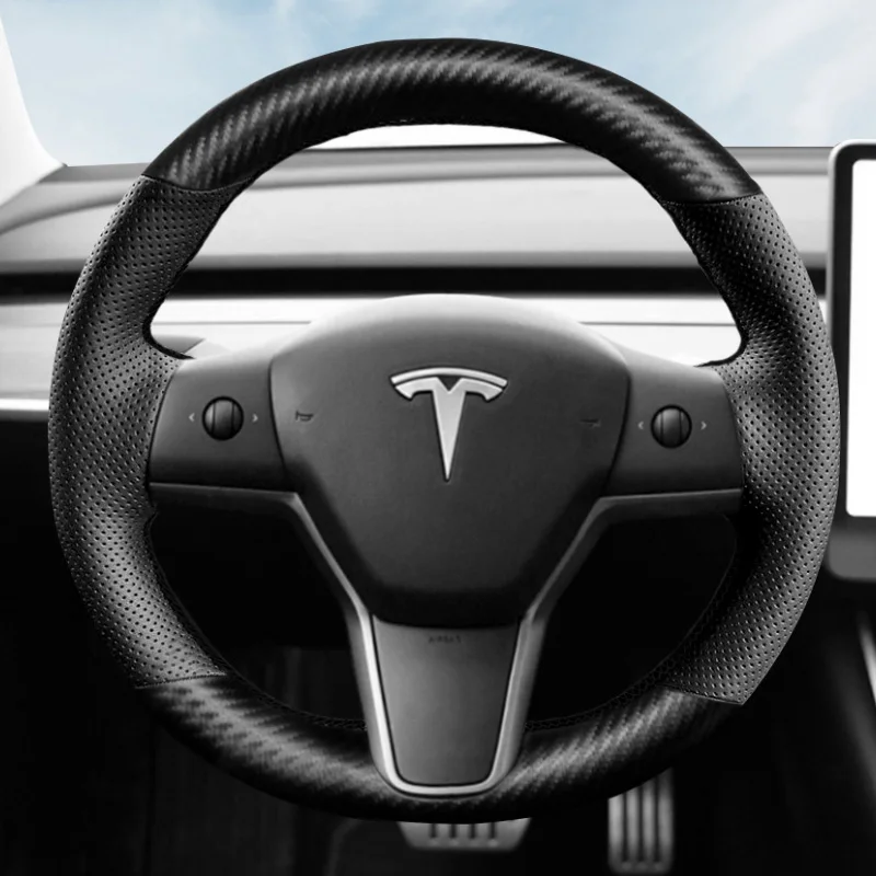 

Микро-волокнистая кожа углеродное волокно для Tesla Model 3, модель Y, ручное шитье, аксессуары для интерьера автомобиля
