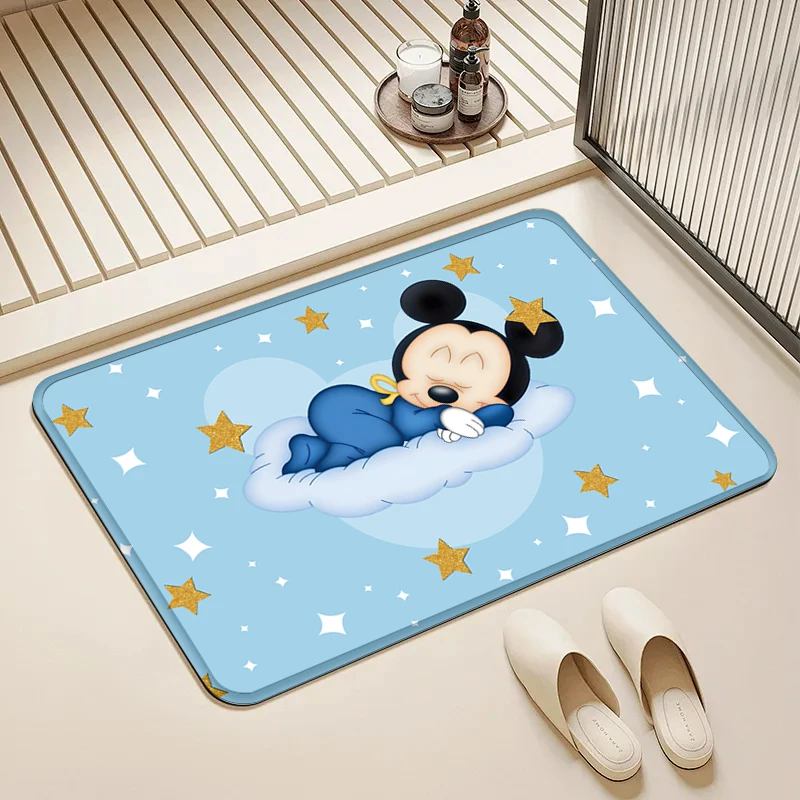 

Disney Sleeping Mickey Cloud Door Mat Non-Slip Absorbent Floor Rug for Home Kids Room Bathroom Decor