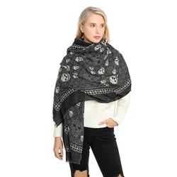 Skull Print Women Scarf Winter Shawl Cotton and Linen Ladies Scarves Womens Long Shawls Wraps Foulard Shawl High Quality