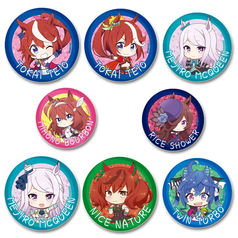 

32/44/58mm Uma Musume HD Print Brooches Anime Badge Pretty Cartoon Figure Derby Round Display Pins Jewelry Gift Accessory