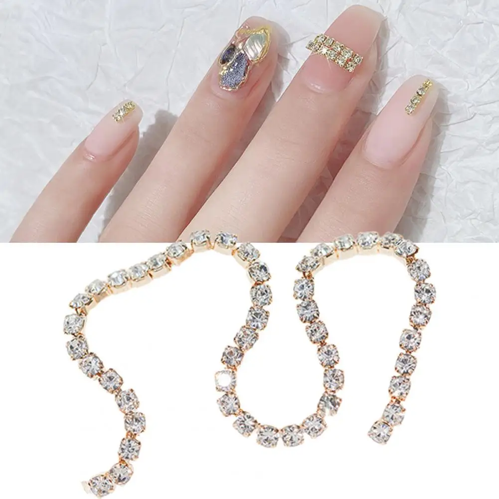 6 szt. Łańcuszek do paznokci biżuteria błyszcząca ozdoba z łańcucha do paznokci łańcuszek do paznokci DIY Charm Rhinestone biżuteria