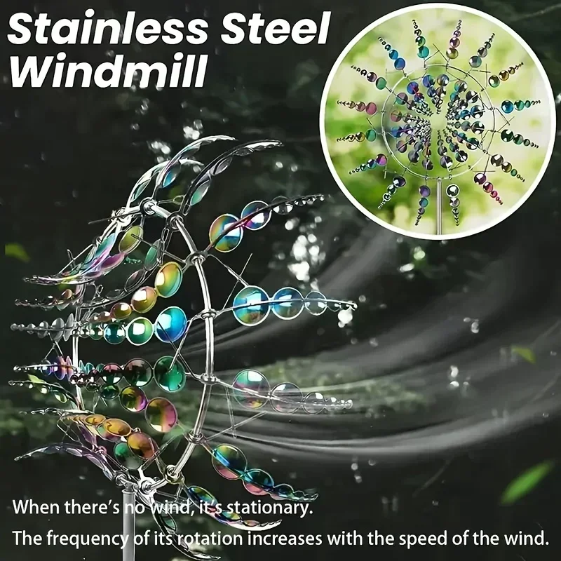 Enchanting Metal Windmill Spinner: Kinetic Garden Art for Magical Courtyard Decor