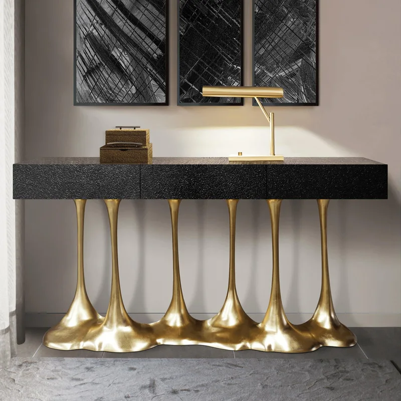 Modern design melted brass feet, entrance cabinet, entrance table against the wall, desk, metal light luxury