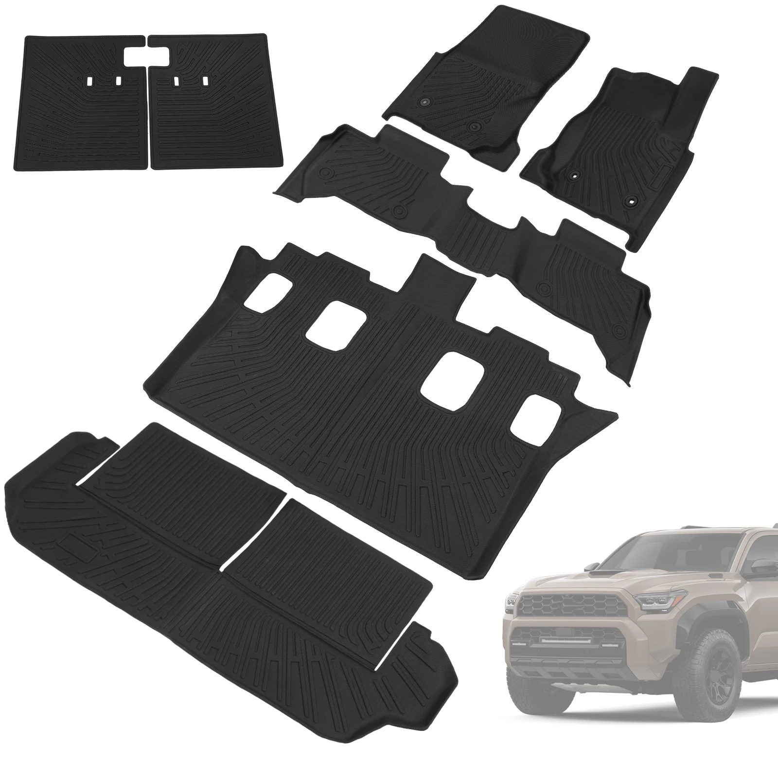 

Всепогодные коврики для пола, багажника и спинок сидений из TPE, а также вкладыши в багажник для Toyota 4Runner 2025-2026 (7 мест)