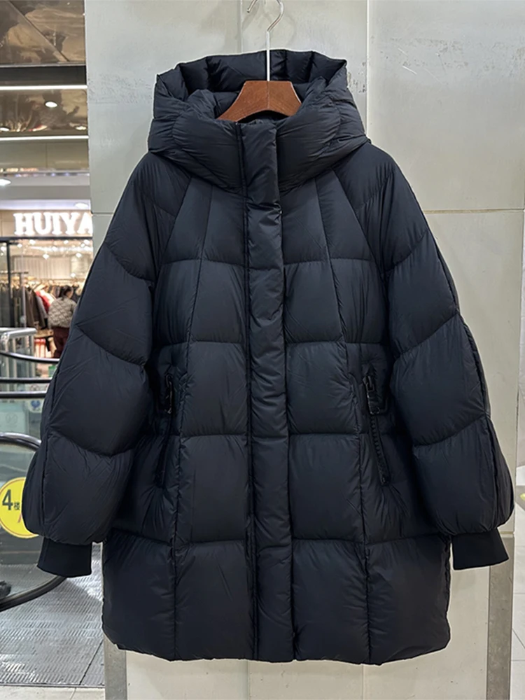 

Faionable Thiened Hooded Puffy Cotton Jaet Women's Outerwear Loose Fit Mid-Length Korean Sle Commute Winter New Arrival