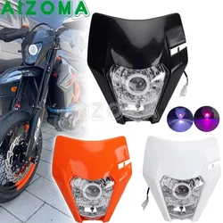 Supermoto LED RGB Angel Eye Headlight Mask Cover For SMC XC-W EXC EXC-F Enduro FC FE TC TE TX FX 125 250 300 350 450 500 650 690