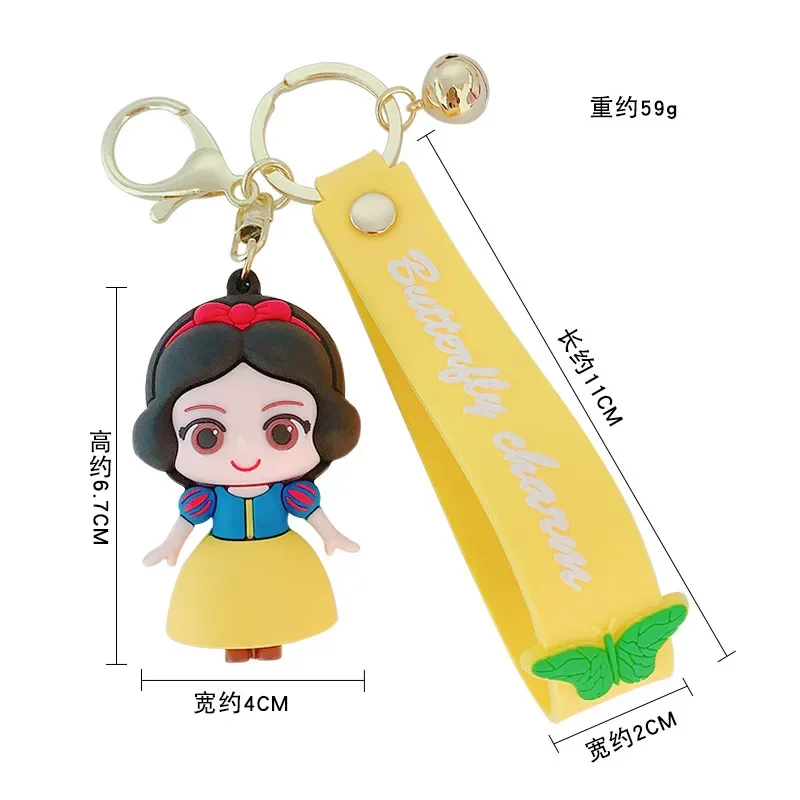 Disney Cartoon Action Toy Figures Keychain PVC Epoxy Doll Bag Car Pendant Fashion Girl Fairy Tale Princess Creative Gift