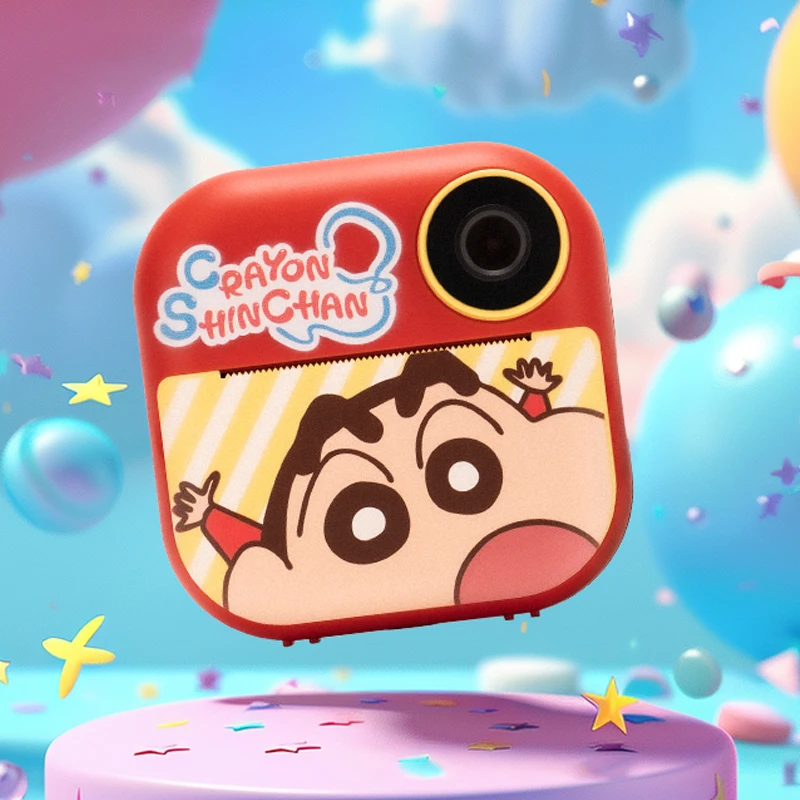 CRAYON SHINCHAN Children's Instant Camera Black and White Print 2.4inch Large Screen Built-in Filters Camera Girl Birthday Gift