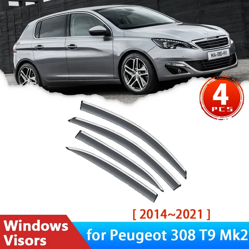 

Windshield Deflectors For Peugeot 308 II 2 T9 Hatch 2014~2021 2017 2020 Accessories Car Windows Visors Rain Eyebrow Awning Trim