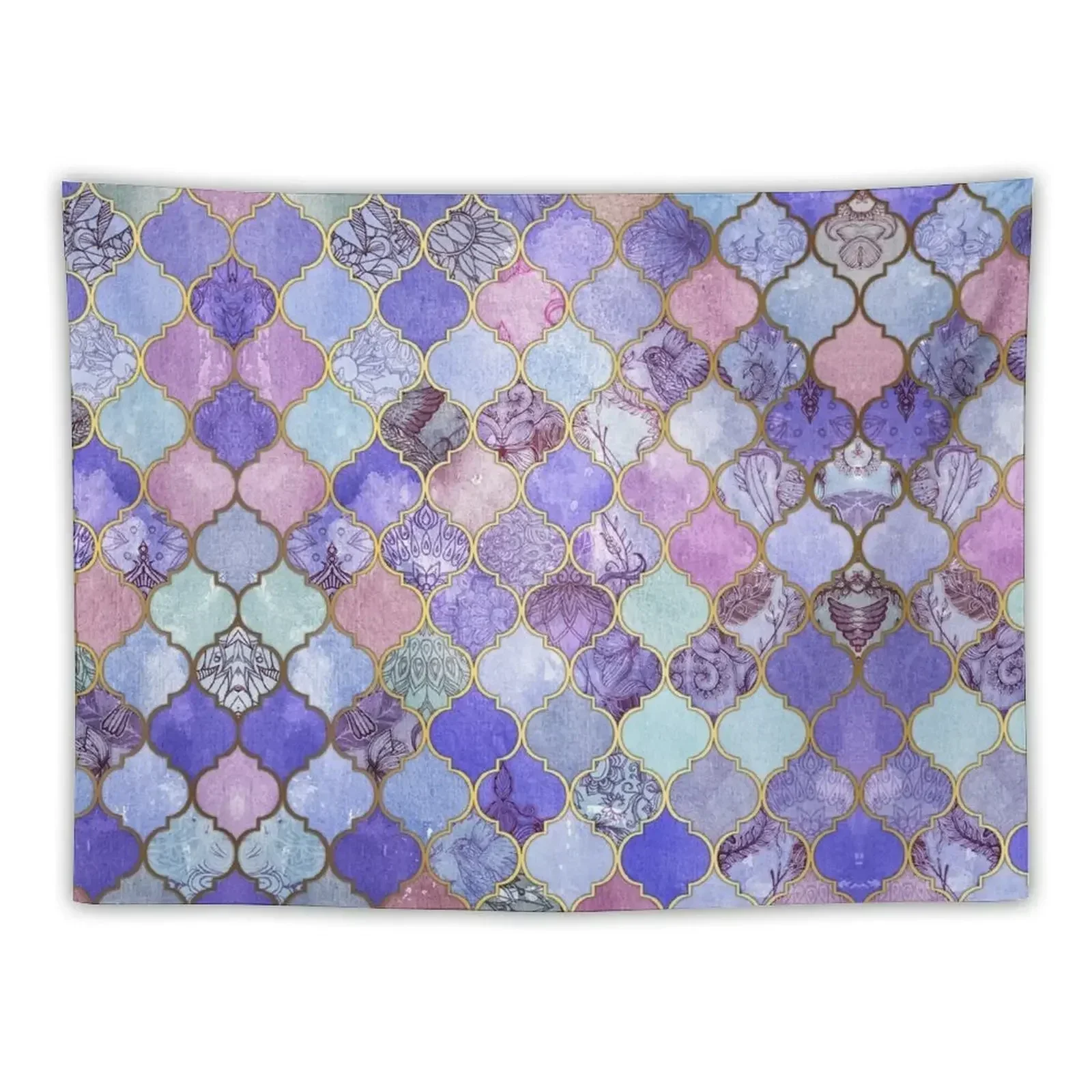 

Royal Purple, Mauve & Indigo Decorative Moroccan Tile Pattern Tapestry Decorative Wall Murals Custom Home Decorators Tapestry