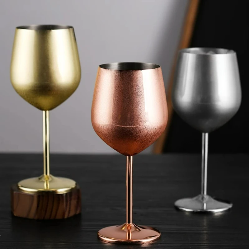 1/2/4Pcs Stainless Steel Creative Red Wine Glasses Metal Goblet 500Ml Champagne Glass Cocktail Glass Bar Party Accessories