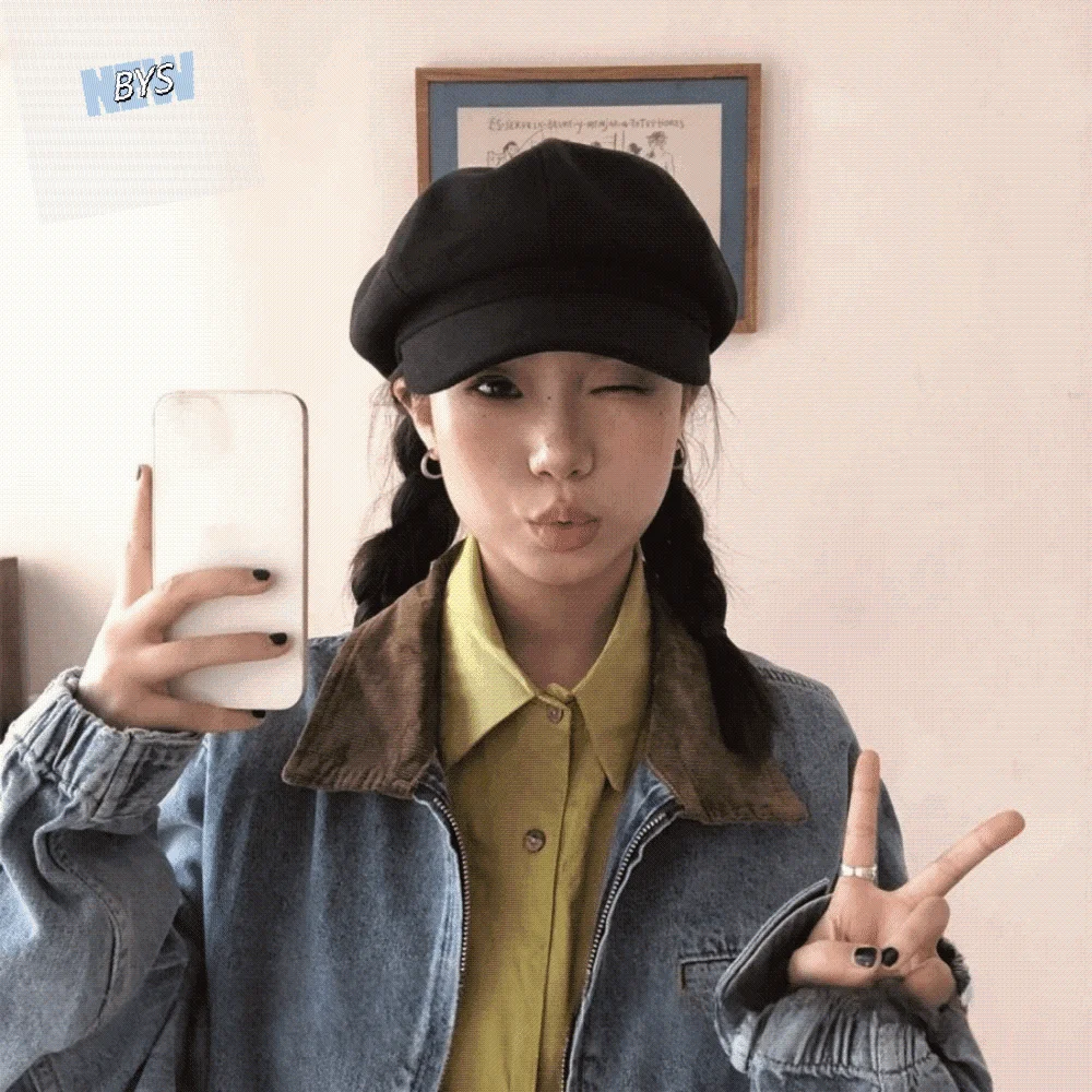 

Fashion Duck Tongue Retro Berets Hat Octagonal JK Vintage Newsboy Cap Solid Color Y2k Painter Cap Female