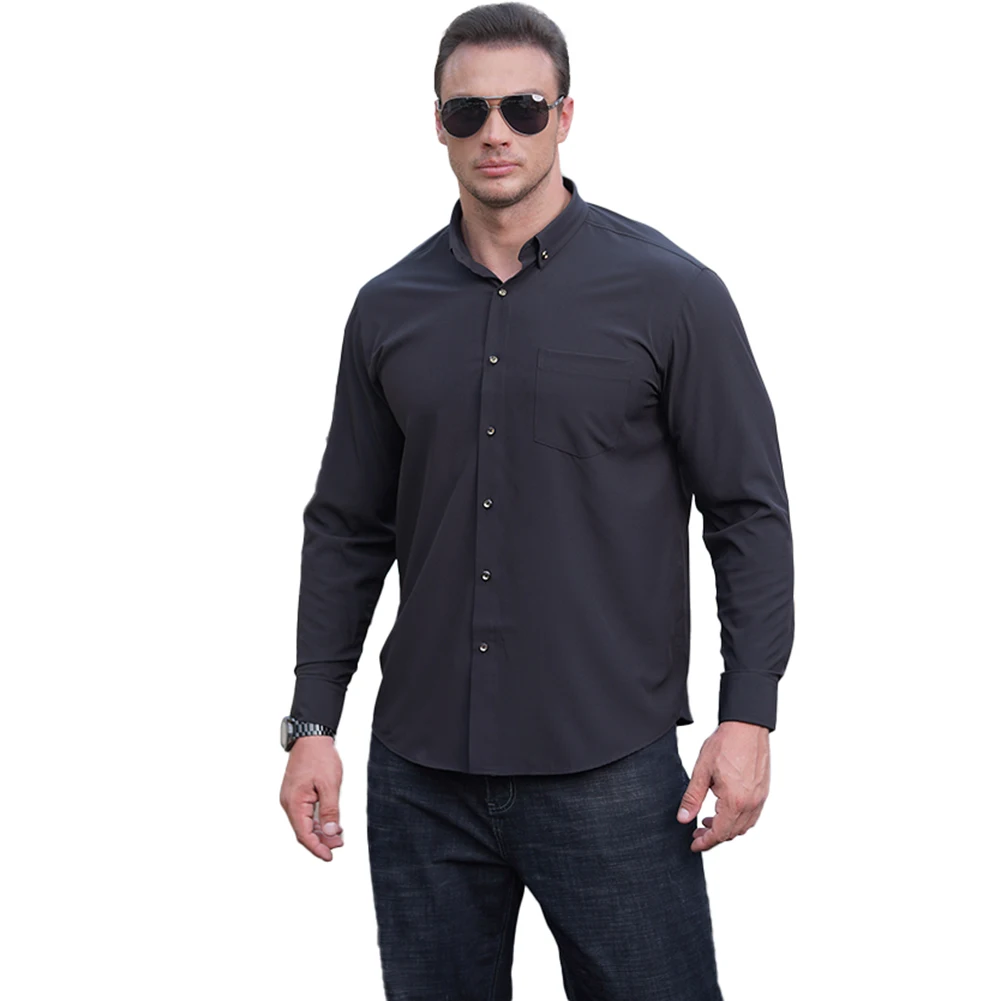 تي شيرت رجالي بأكمام طويلة بلون سادة ، كارديجان كاجوال قابل للتنفس ، حجم كبير