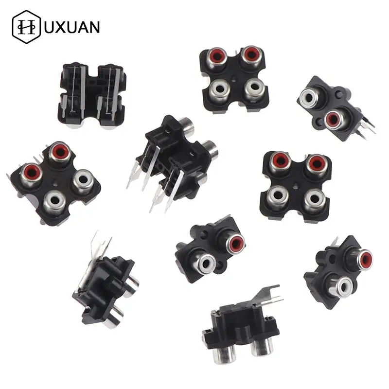 5Pcs 2/4 hole RCA Female Stereo audio Jack AV Audio input socket Connector