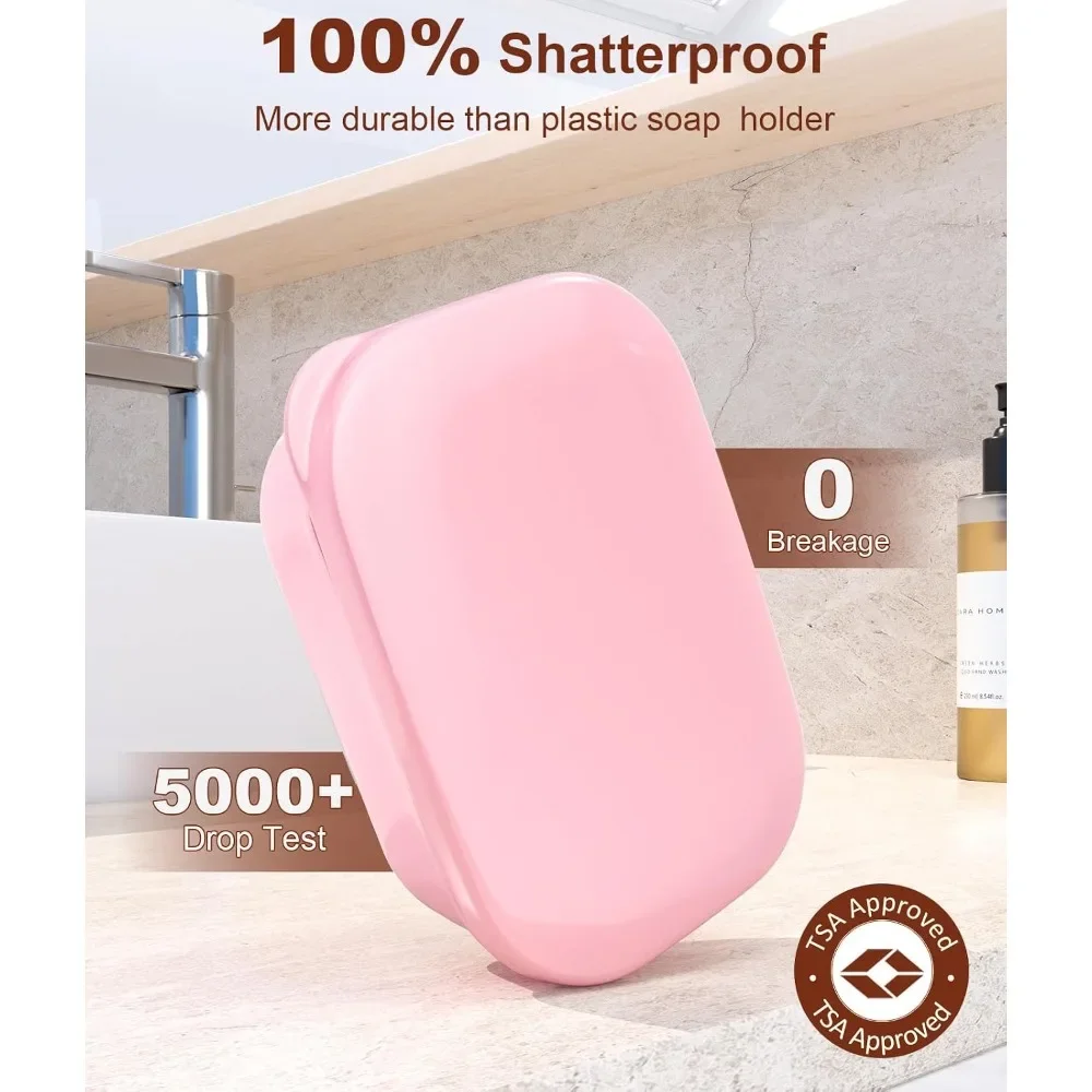 2 Pack Travel Soap Container, Leak Proof Soap Holder with Lid, Portable Bar Soap Case for Camping Gym, Pink