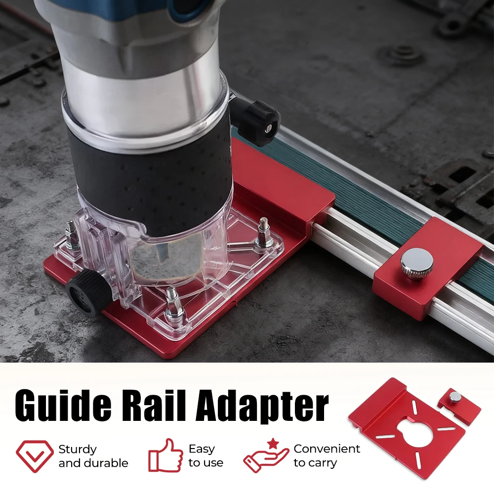 

1 Set Guide Rail Adapter, Straight Line Milling Groove Aluminum Alloy Auxiliary Bracket with limiter Compatible Most Router