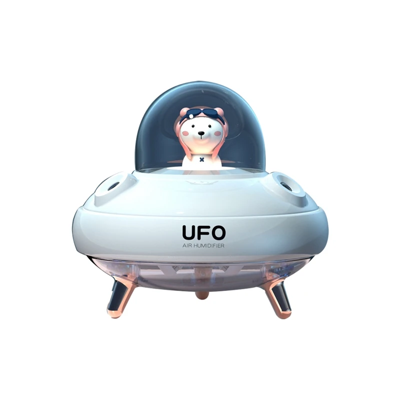 

Dual Nozzles UFO Humidifier Desktop Air Humidifier Cute Planet Bear LED Light Ultrasonic Aroma Essential Oil Diffuser