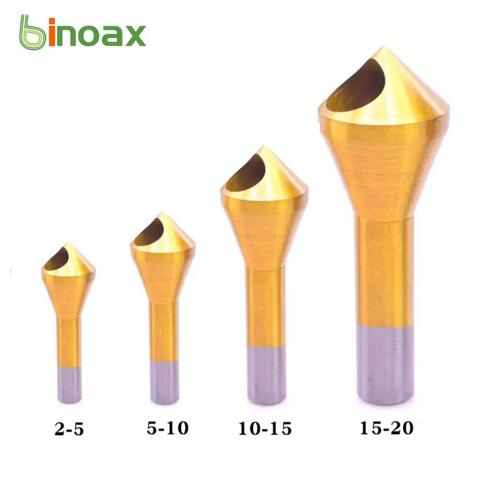 Binoax 4Pcs Countersink Deburring Drill Bit Broca Metal Taper Stainless Steel Hole Saw Cutter Chamfering Power Tool