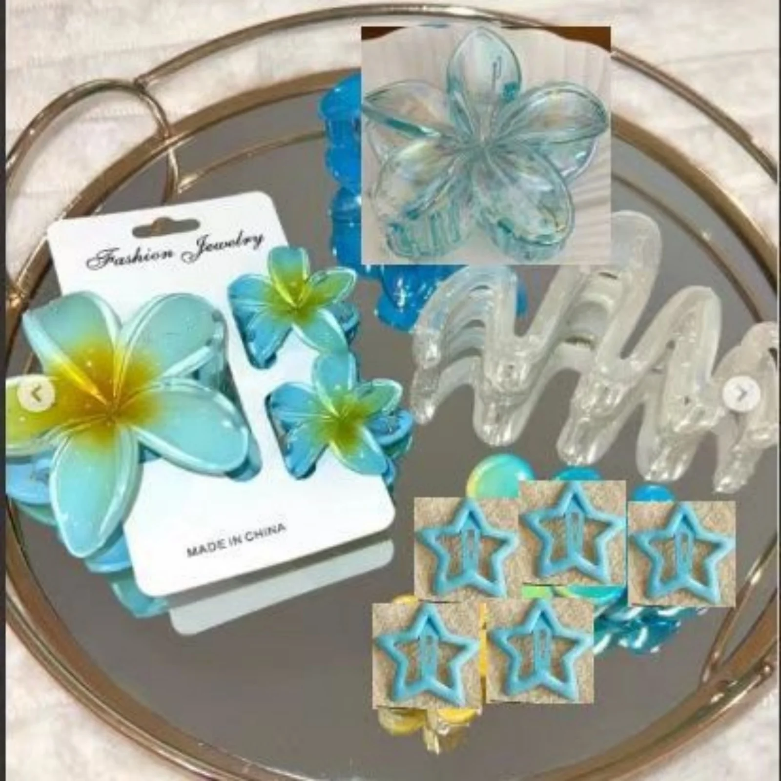10pcs/set Sweet Gradient Flower Wave Star Hair Clips Claw Clamp Hairpin Women Beach Barrette Hairpin Summer Hair accessories image 3