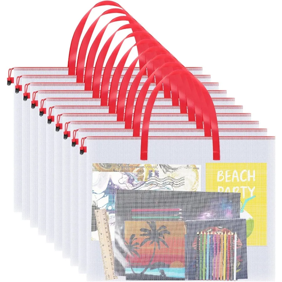 10 шт. 19x25 дюймов прозрачные белые художественные портфели с застежкой-молнией и ручкой для защиты художественных плакатов доски объявлений и