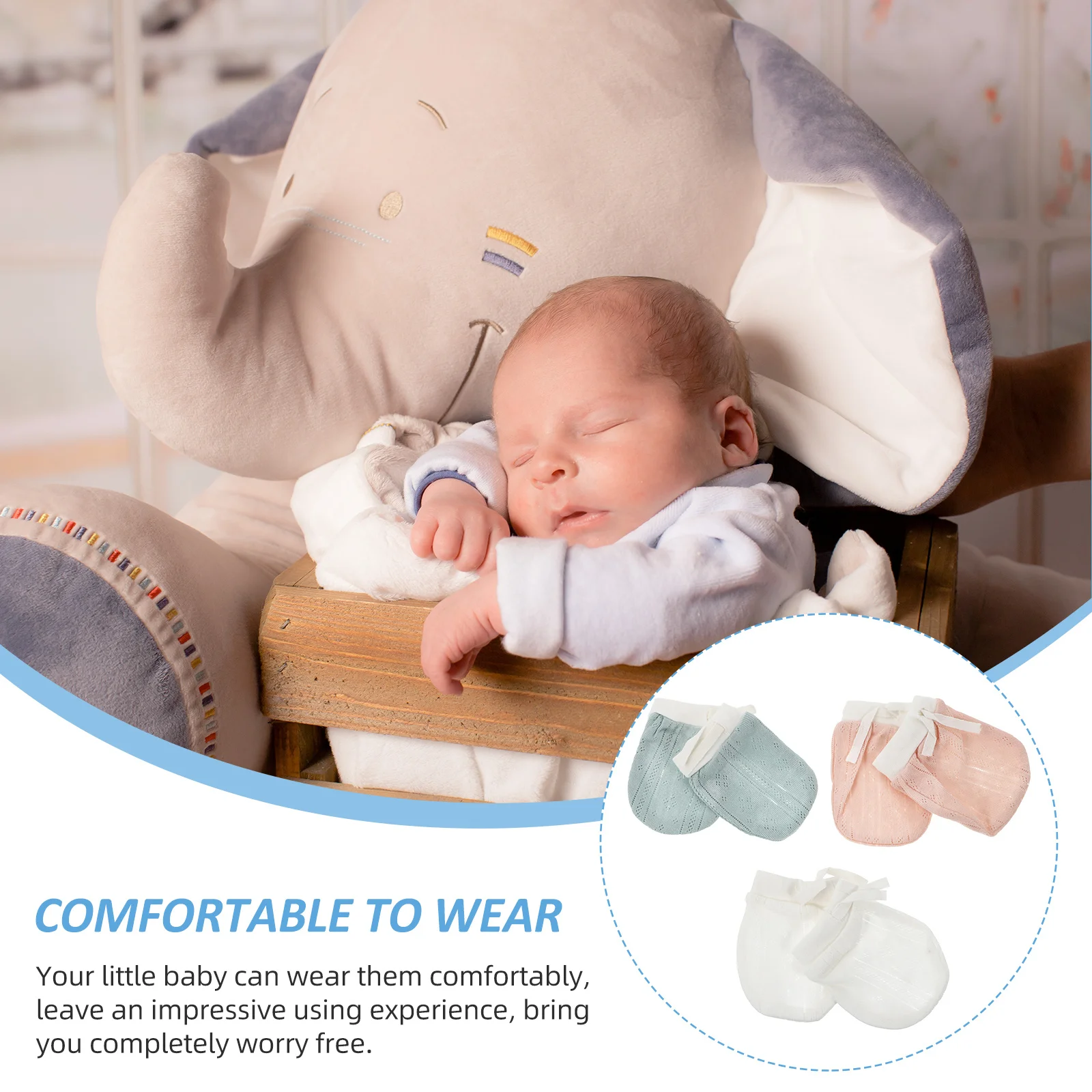 

3Pairs Baby Anti-Scratch Mittens Cotton Soft Infant Gloves Protective Decorative Toddler Gloves Baby Accessory