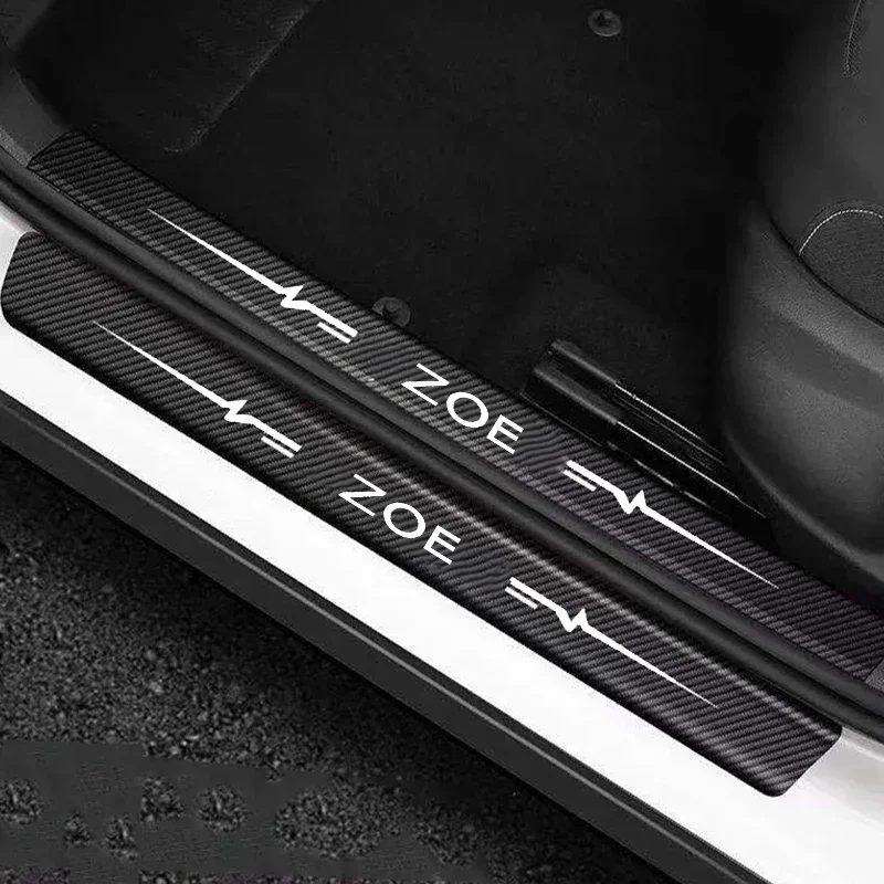 Car Door Threshold Anti Kick Sticker for Renault ZOE Emblem Trunk Sill Scuff Plate Bumper Decals Protective Film Accessories