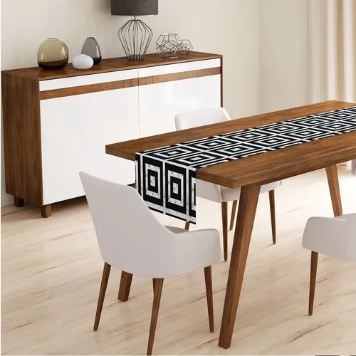 RealHomes Floored with Marble Black Geometric Pattern Modern Special Design Runner