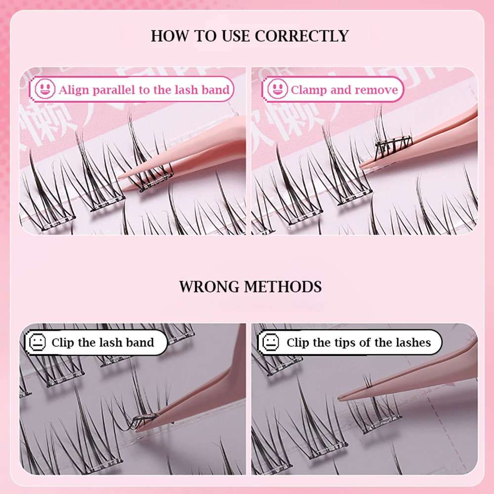 接着剤不要のまつげクラスター ピンセット グリーン/ピンク 粘着防止アプリケーター つけまつげ ピンセット 接着剤不要のまつげツール