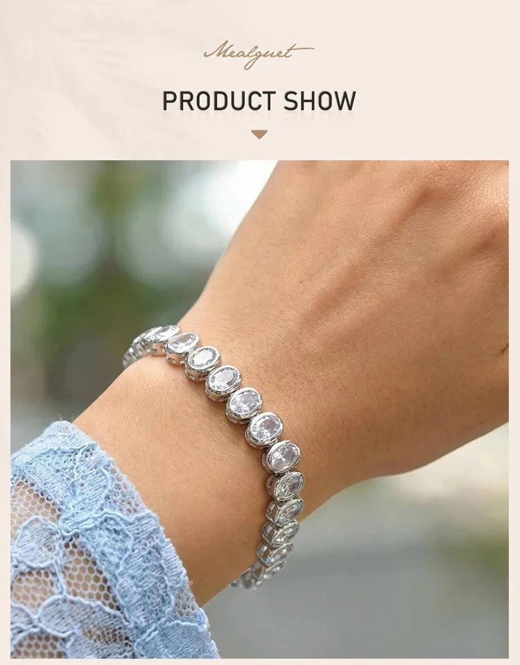 Tennis-Armband für Damen, Silberbeschichtet mit Kubischem Zirkonia, Anlaufbeständig, Wasserfest, Klobige Kette, Hip-Hop-Schmuck – Detail 1