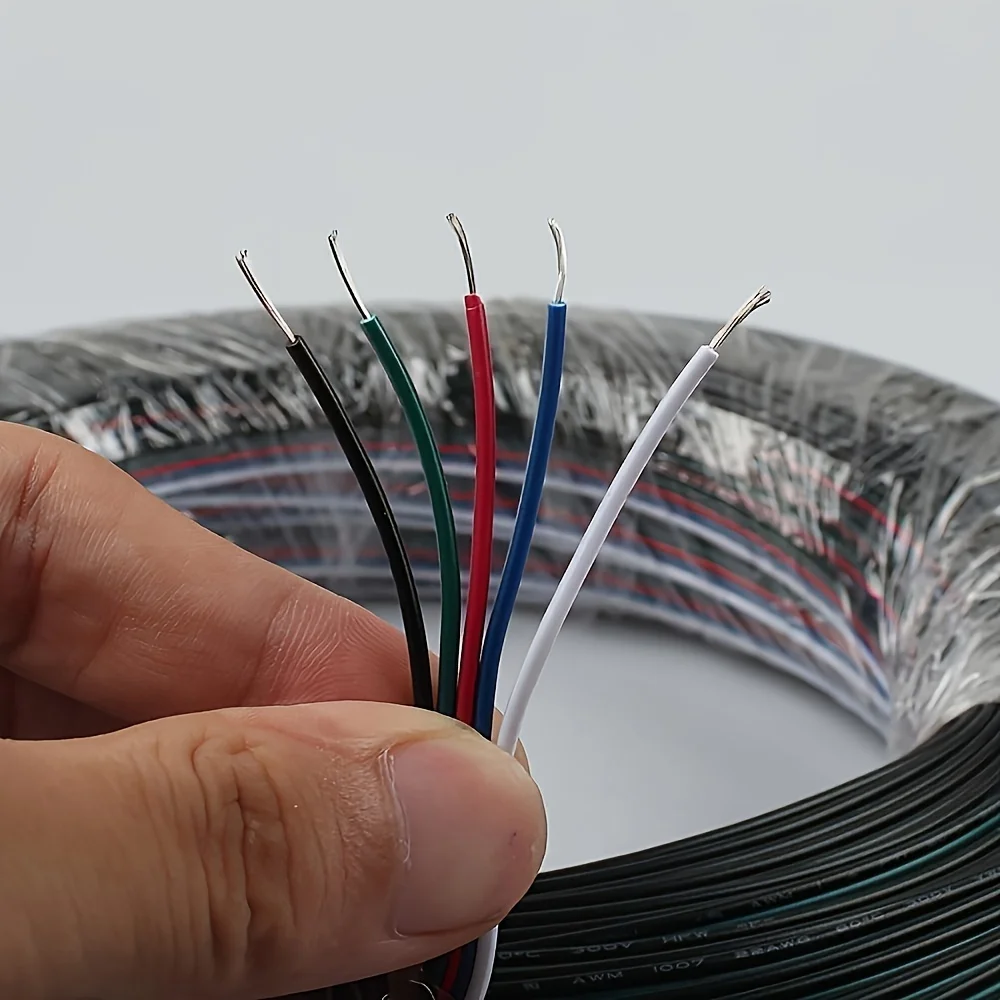 1pc 10 Meters 2pin 3pin 4pin 5pin 6pin Extension Wire Cable, 22AWG Led Connector For RGB RGBW RGB CCT 5050 3528 LED Strip