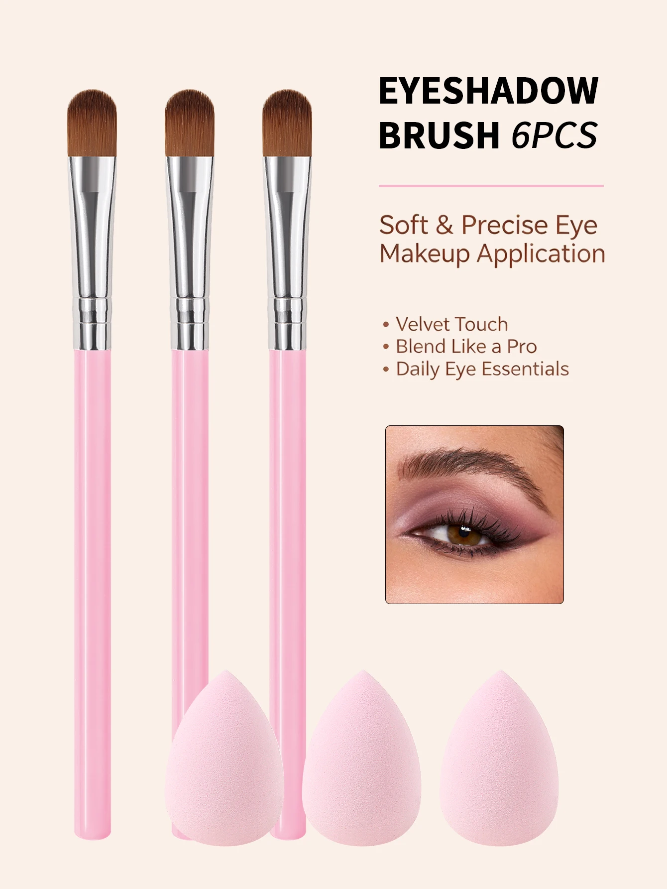 6개입 핑크 핸들 아이섀도 브러쉬 세트 부드러운 아이  - Beauty Makeup Eyeshadow 리뷰 및 가격