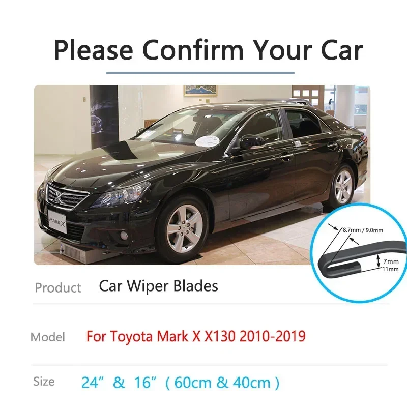 For Toyota Mark X X130 MK2 2010~2019 Frameless Front Wiper Blades Rubber Cutter Replacement Auto Accessory U J Hook High Quality
