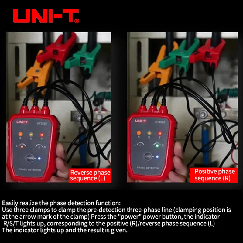 UNI-T Non-contact Phase Sequence Detector UT262E Breakpoint Finder Power Circuit Inspection AC 70-1000V Three-Phase MotorTester