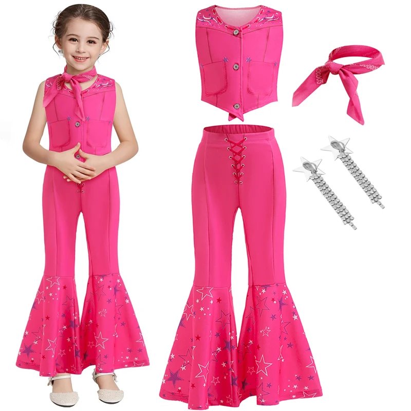 Sets For Children Girls Summer Pink Suit Sweet Casual Costume Two Piece Sets 4-15 Years Old