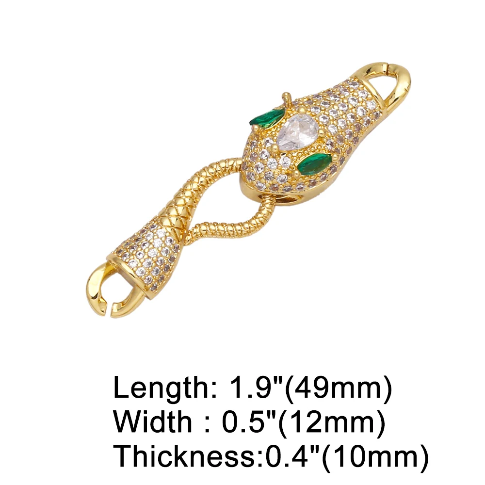 OCESRIO Snake Head Clasps Bracelet Connector CZ Copper Gold Plated DIY Handmade Easy Hook Jewelry Making Supplies cnta076
