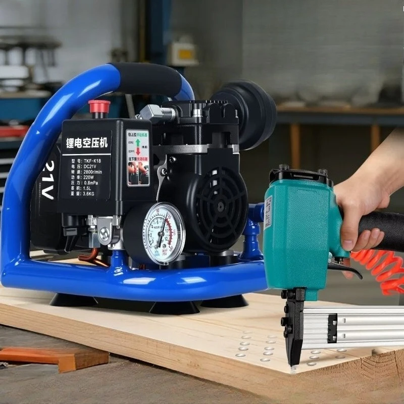 Woodworking Lithium Battery Air Compressor Mini Portable Pump Nail Gun Low Noise Inflator Industry-Specific Equipment
