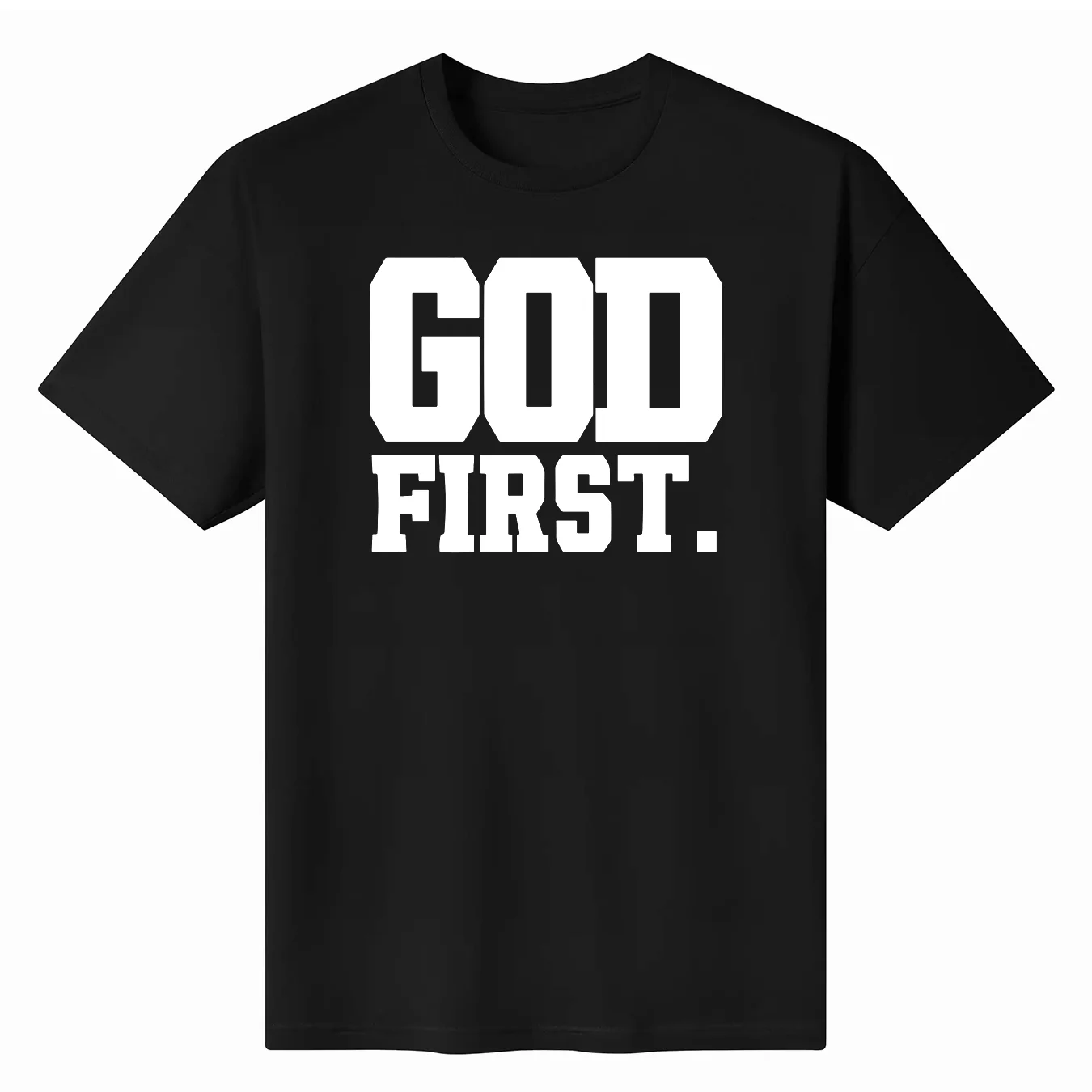 

God First Men Cotton T-shirt Luxury Brand Fashion Cool Big Size Rap Top Casual Short Sleeve Streetwear Classic New Arrival Tee