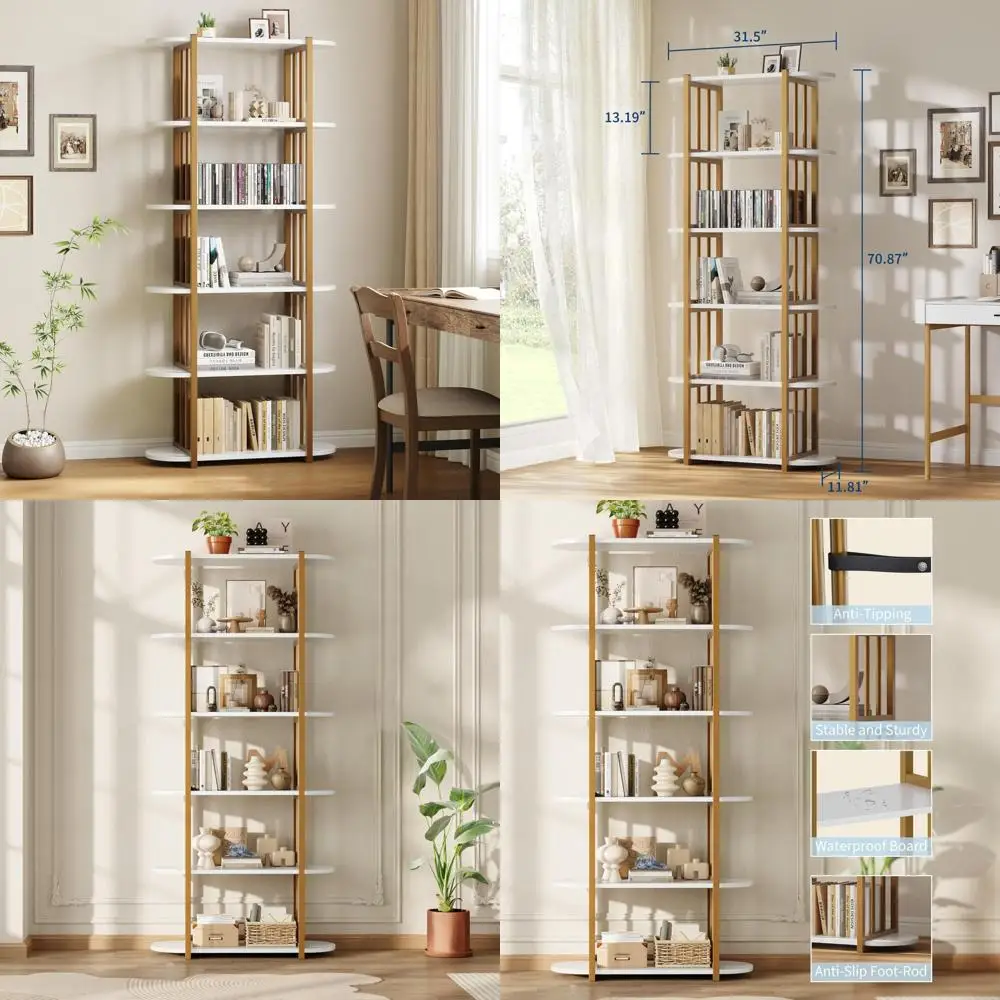 

Деревянная книжная полка высотой 71-дюймовой промышленного стиля с металлическим каркасом и открытым дизайном книжного шкафа