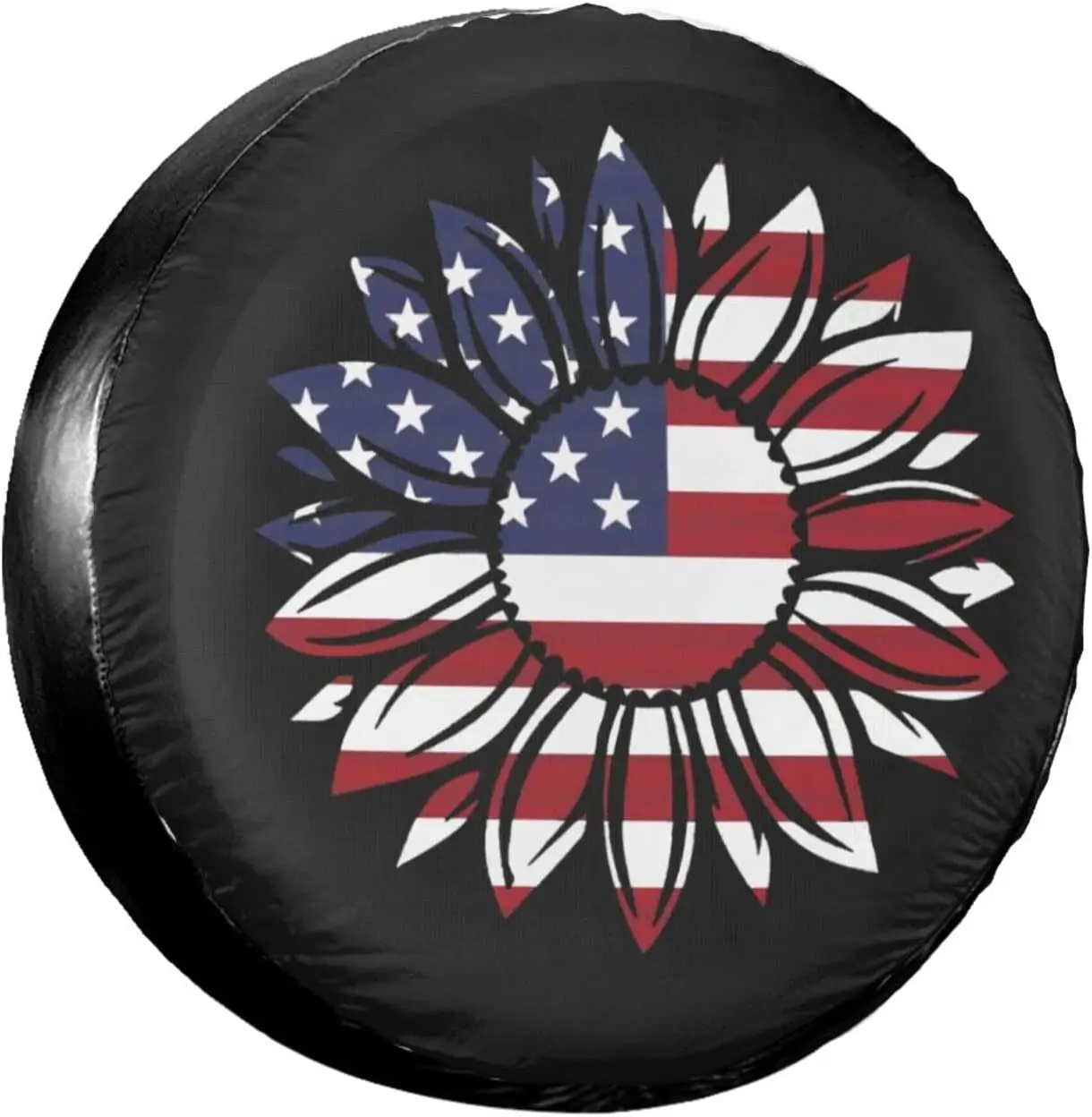 

Flag Logo Thickened Leather Spare Tire Cover for Car Truck SUV Camper Trailer Universal Fit Rv Jp Fj, R15 M Black (for Overall W