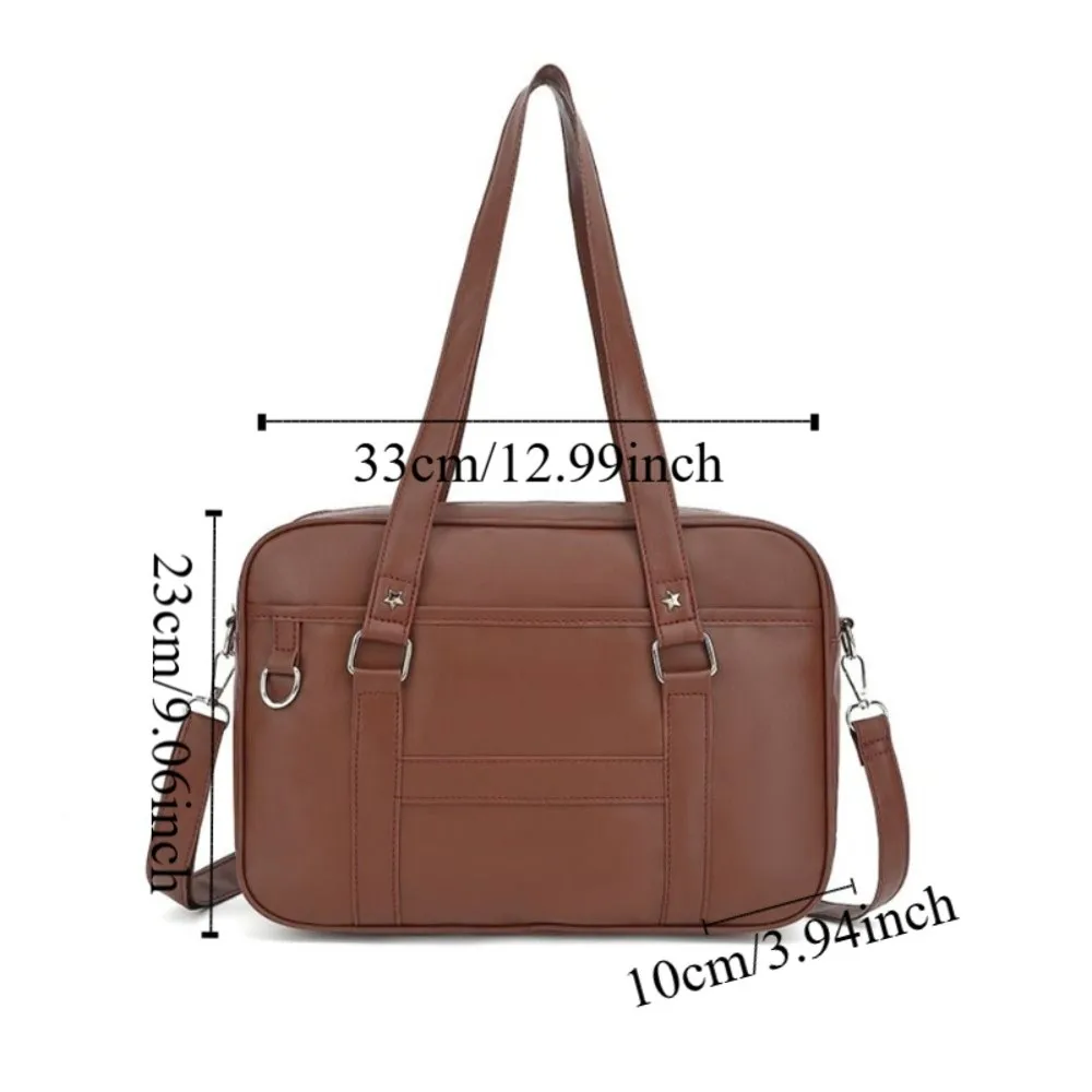 Torba na ramię w stylu koreańskim z ekoskóry, jednolita, w stylu preppy, retro, do pracy, na laptopa, na zakupy.