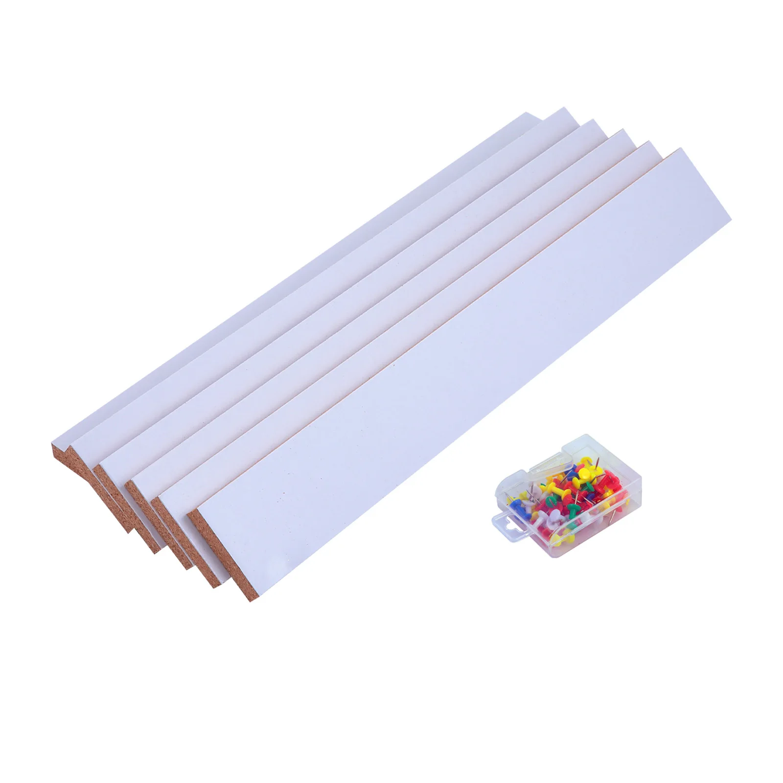 

1Set Cork Board Strips with Pushpins Creative Cork Bulletin Bars for Home Office Photo Wall Menu Display Learning Supply Kit