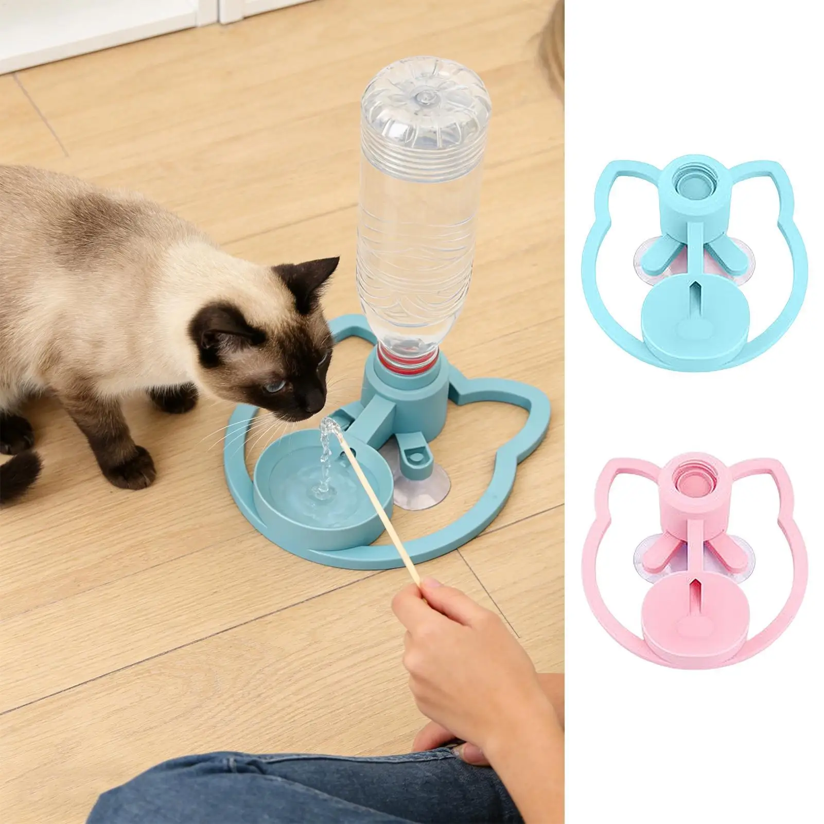 1Pc Gravity Automatic Pet Water Dispenser, No Filter No Power Auto Water Feeder 3 Suction Cups Anti-Tip, Fit Standard Bottle